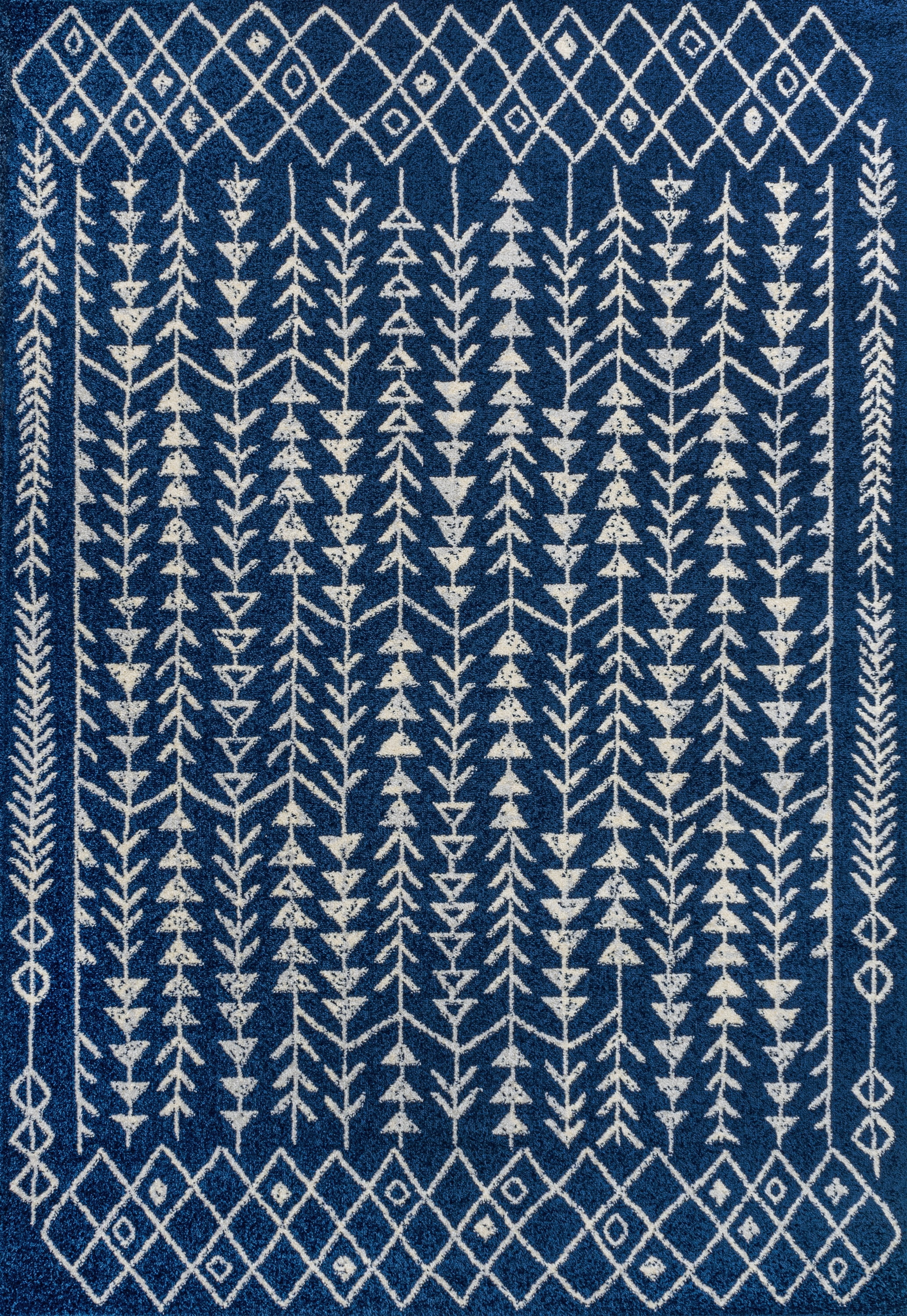 JONATHAN Y MOROCCAN HYPE 5 x 8 Area Rug, Ziri Moroccan Geometric - Navy/Cream, MOH210D-5