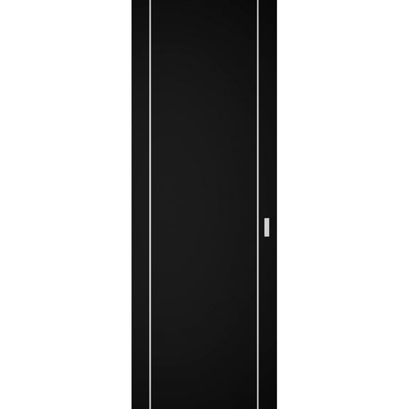 Hidden Barn | Planum 0410 Black Matte | Sturdy Finished Modern Doors | Magic Concealed Sliding Set 18" x 80"