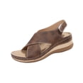 thumbnail image 2 of YgkuHd Women's Casual Wedge Sandals with Arch Support Thick Cushioned Footbed Adjustable Ankle Strap Peep Toe Coffee,5.5, 2 of 9