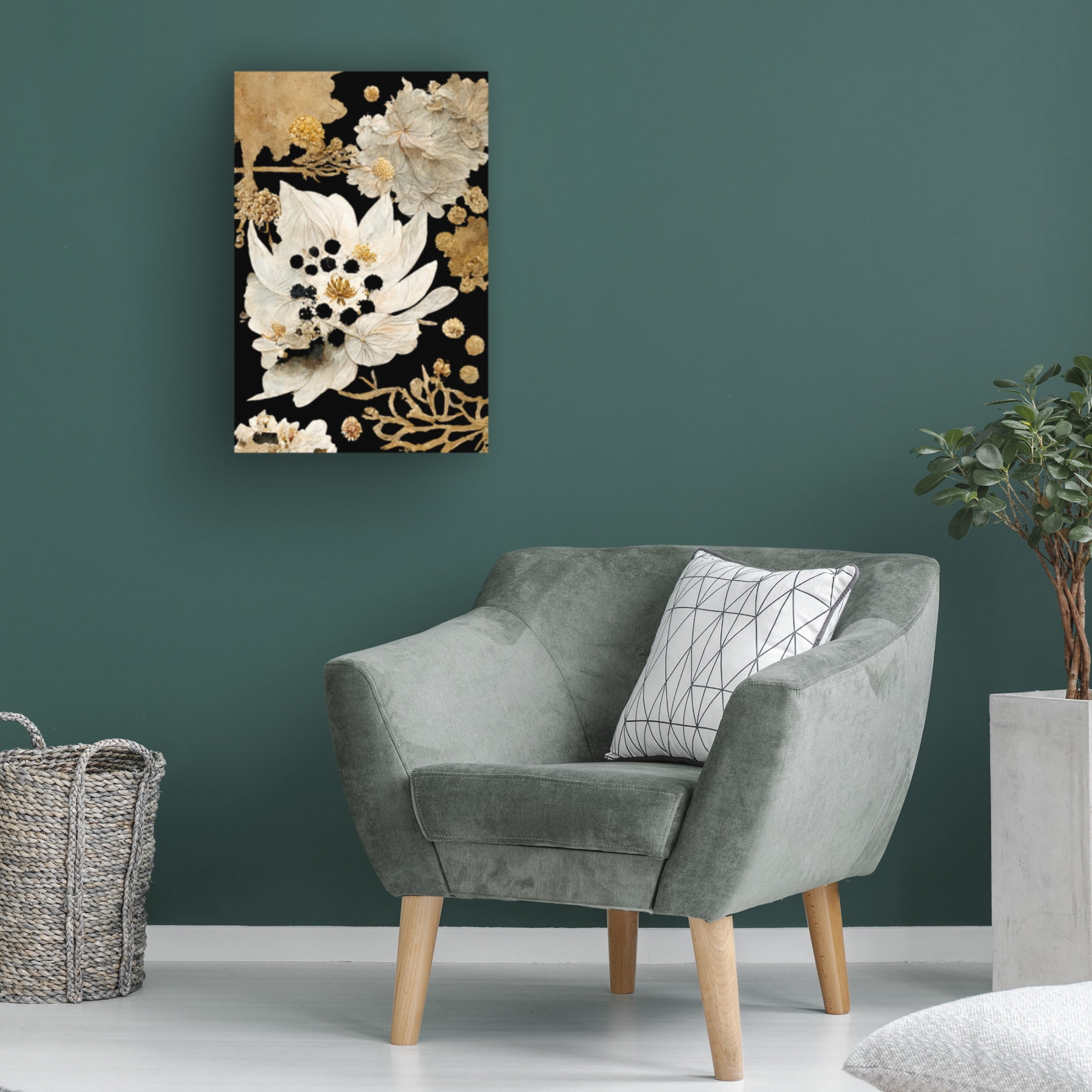 Canvas Wall Art - Treechild 'Beige Dry Flowers' Wall Art for Living Room, Bedroom, or Office D?cor by Trademark Fine Art - 22 x 32 Inches