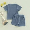 thumbnail image 6 of GEYEHUG Baby Boy Summer Clothes Embroiderey Waffle Knit Short Sleeve T-Shirt Tees + Casual Shorts Cute Clothing Set, 6 of 7