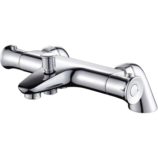 Grifo de baño con superficie galvanizada, diseño de manija ergonómica para un control perfecto del flujo de agua, manguera de ducha flexible, grifo mezclador de bañera de latón macizo cromado