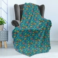 thumbnail image 4 of Dinosaur Party Soft Flannel Fleece Blanket, Pattern in Cartoon Style Prehistoric Period Illustration Plants and Volcanos, Cozy Plush for Indoor and Outdoor Use, 50" x 70", Multicolor, by Ambesonne, 4 of 5