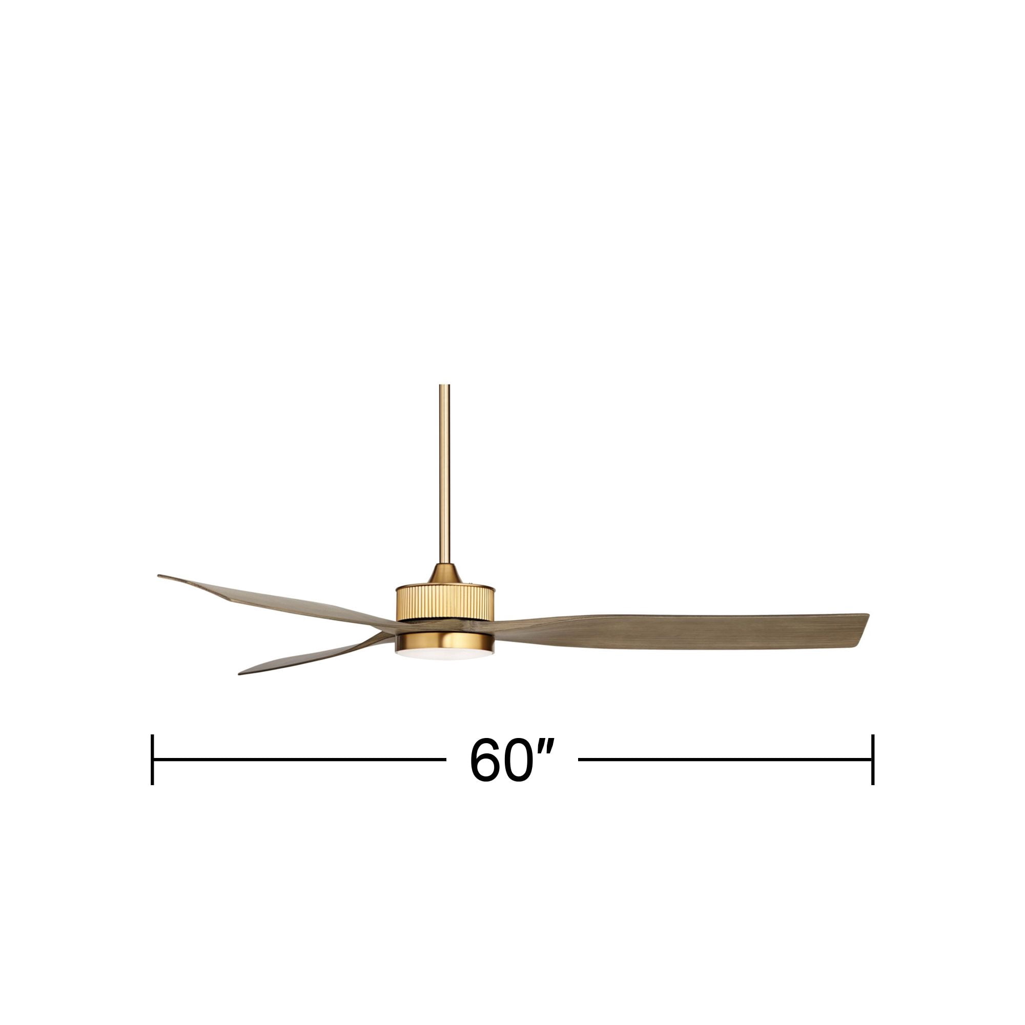 60" Casa Vieja Montage Modern Indoor Outdoor Ceiling Fan with Dimmable LED Light Remote Control Warm Brass Light Wood Damp Rated for Patio Exterior
