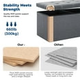 thumbnail image 3 of Lusimo 43" Storage Ottoman Bench with Divider, Multifunctional Foot Stool, Toy Chest & Shoe Bench for Bedroom, Living Room, and Entryway, Foldable Storage Chest with Seating, Gray, 3 of 11