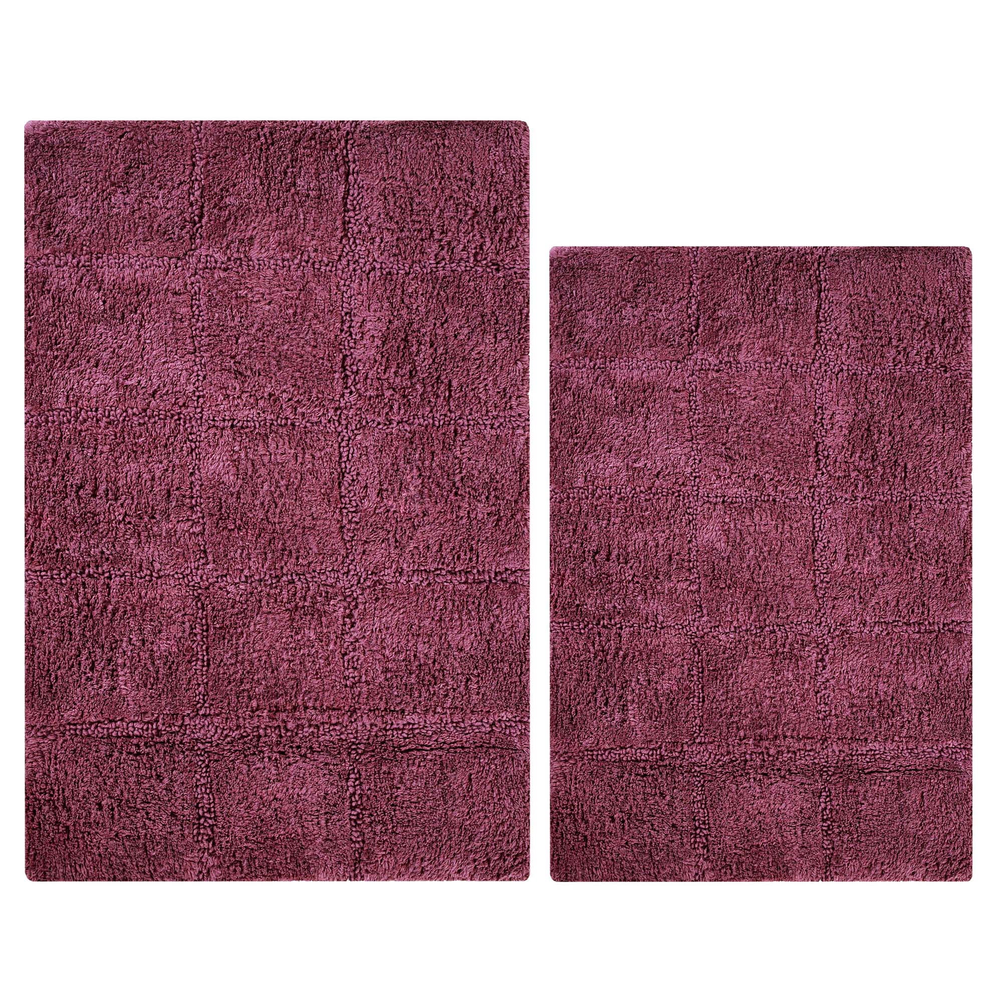 Superior Non-Slip Washable Bath Rug Set, 20" x 30", 24" x 36", Plum