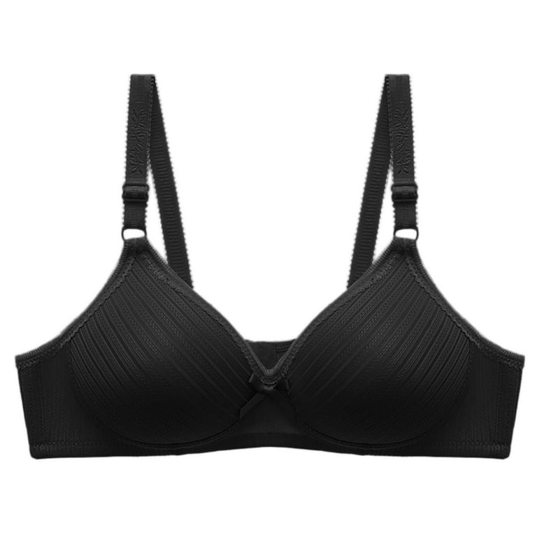 LEEy-World Lingerie for Women Naughty Women Simple Bikini Bra Stripe  Adjustable Shoulder Strap Underwire Underwear Bra Elegant Bra Black,M
