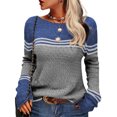 thumbnail image 5 of Fair Isle Sweater for Women Crew Neck Striped Sweater Loose Comfortable Fall Winter Long Sleeve Pullovers Top Multicolor, 5 of 6