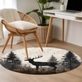 thumbnail image 5 of 4Ft Round Rug, Forest Elk Non-Skid Rubber Backing Large Area Rugs - Living Room Bedroom Home Office, Rustic Nature Tree Retro Deer Silhouette Indoor Floor Mat Carpets Washable Rug, 5 of 9