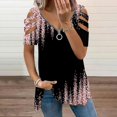 thumbnail image 1 of ICHUANYI Clearance Women's Fashion Printed Blouse V-neck Short Sleeve Loose T-shirt Zipper Tops(Black, XXL) ICHUANYI WER2023081100098, 1 of 4