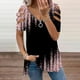 thumbnail image 1 of ICHUANYI Clearance Women's Fashion Printed Blouse V-neck Short Sleeve Loose T-shirt Zipper Tops(Black, XL) ICHUANYI WER2023081100101, 1 of 4