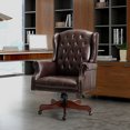 thumbnail image 2 of 14 Karat Home Vegan Leather Office Chair with Arms and High-Back, Height Adjustable Task Chair with 360 Degree Metal Wheels, Brown, 2 of 10