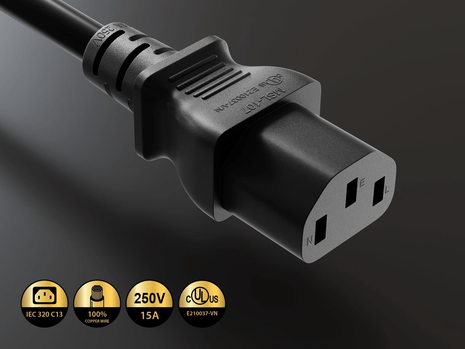 Cable Leader 8ft NEMA L6-20P to C13 Heavy-Duty Locking Power Cord 14 AWG, Black