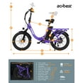 thumbnail image 2 of Actbest Electric Bike for Adults, 20'' Fat Tire Folding Ebike with Peak 1200W Motor, 7 Speed 28MPH, Adjustable Bike Stem, (Purple) with Mirror, 2 of 7