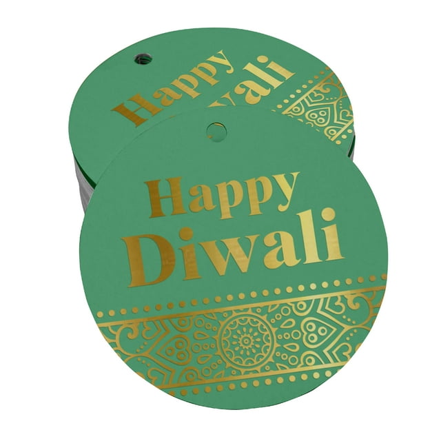 Inkdotpot Gold Foil Paper Hang Tag Happy Diwali Favor Tag 50 Piece