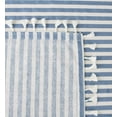 thumbnail image 3 of Fennco Styles Modern Striped Tassel Cotton Blend 55 x 55 Inch Tablecloth - French Blue Table Cover for Banquets, Holiday, Special Events, Outdoor and Home Décor, 3 of 4
