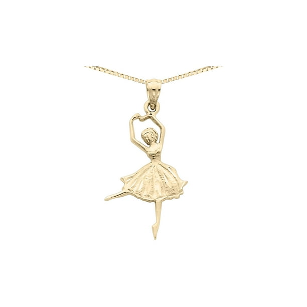 Gem And Harmony Ballerina Pendant Necklace in 14K Yellow Gold with