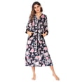thumbnail image 4 of Ekouaer Women Zipper Robe 3/4 Sleeves Loungewear Dress Full Length Sleepwear Pockets Housecoat Nightgown Long Bathrobe, 4 of 6