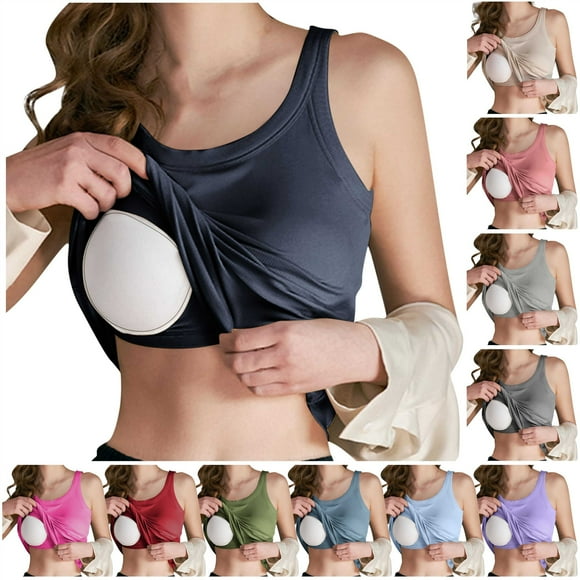 JURANMO Women's Tank Top Built in Bra Solid Color Sleeveless Summer Shirts Slim Fit Basic Tees Comfy Padded Yoga Athletic Tshirts Loungewear Purple L Today's Lightning Sales