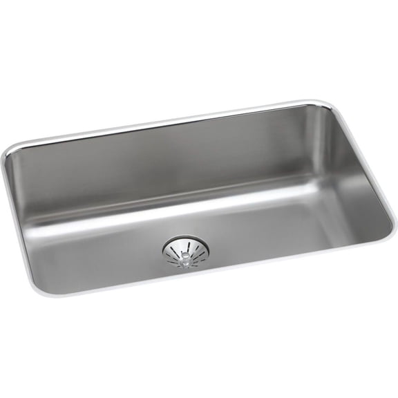 Elkay ELUH2416PD Gourmet Undermount 26-1/2 in. x 8 in. Single Basin Kitchen Sink (Stainless Steel)