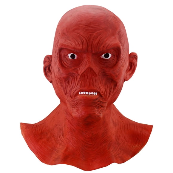 Casco de látex para cosplay integral con forma de esqueleto, de Mask Red Scary Skeleton