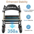 thumbnail image 3 of Andador con ruedas Soundfuse con asiento para personas mayores, plegable, con ruedas grandes de 8", todoterreno, asas y asiento ergonómico de altura ajustable, 169 kg (350 lb), compatible con FSA y HS, 3 of 5