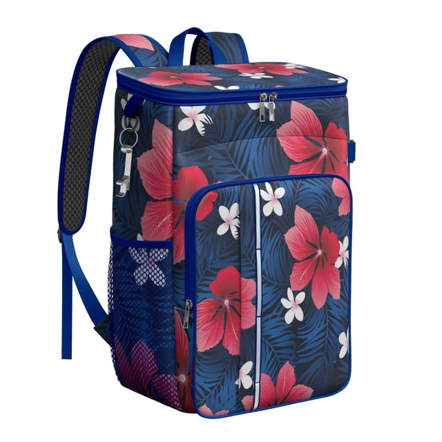 Vibrant Colorful Floral Insulated Backpack Cooler, Leakproof Cooler Bag with Exotic Flower Pattern for Outdoor Use