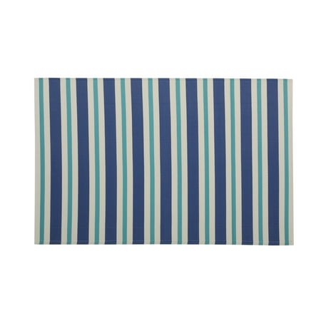 Nameer 4' x 6' Outdoor Modern Scatter Rug, Night Blue, Turquoise, and Cream