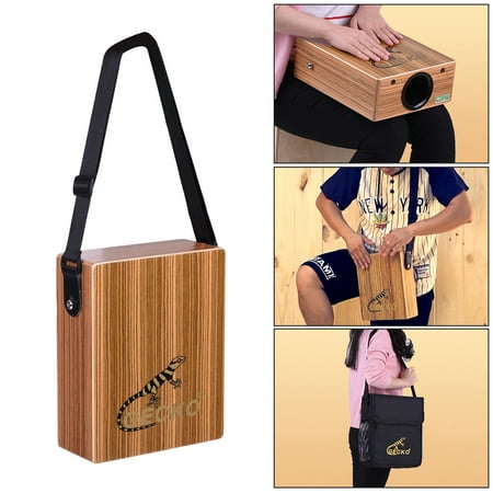 GECKO C-68Z Portable Traveling Cajon Box Drum Hand Drum Wood Percussion Instrument with Strap Carrying