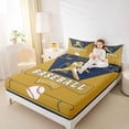 thumbnail image 4 of Homewish Baseball Game Gaming Full Size Sheets,Ball Sport Theme Bed Sheets,Gold Deepblue Sheet Sets For Teens,Luxury Bedroom Decor,4 Pieces, 4 of 7