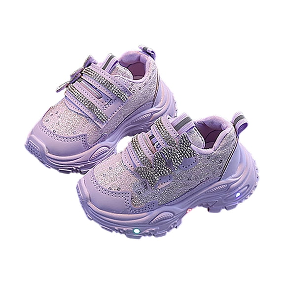 WXFAZCVU Girls Light Up Sneakers Rhinestone Fashion Shoes Lightweight Shoes Going Out Size 6