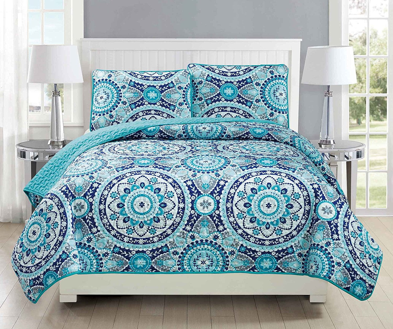 Fancy Linen Oversize Reversible Bedspread Floral Navy Blue Black All Sizes New 