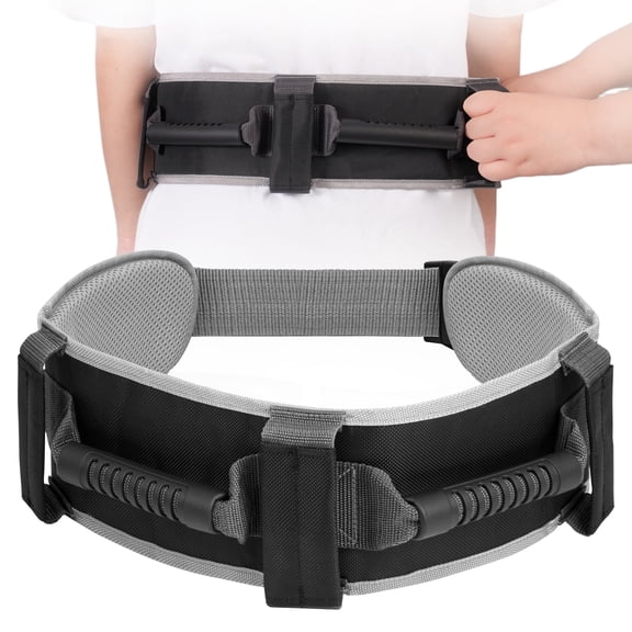 Gait Belt, Adjustable Gait Transfer Belt with 7 Handles, Standing Aids & Walking Assist Devices with Quick-Release Buckle for Seniors and Disabled (Black-L) ﻿