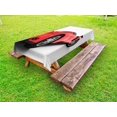 thumbnail image 1 of Manly Outdoor Tablecloth, Red Super Sports Car Lifestyle Automobile Transport Modern Urban City Life Theme, Decorative Washable Fabric Picnic Tablecloth, 58 X 104 Inches, Red White Black, by Ambesonne, 1 of 2
