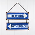 thumbnail image 2 of To Work To The Beach Metal Tin Arrow Sign Funny Nautical Ocean Coastal Home Bar Pub Room Wall Decor, 2 of 4