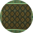 thumbnail image 1 of Ahgly Company Indoor Round Oriental Turquoise Blue Traditional Area Rugs, 3' Round, 1 of 4