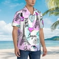 thumbnail image 5 of Easygdp Eiffel Tower and Hearts Men's Hawaiian Shirts Print Lapel Short Sleeve for Beach, vacation, party, casual occasions - XX-Large, 5 of 9