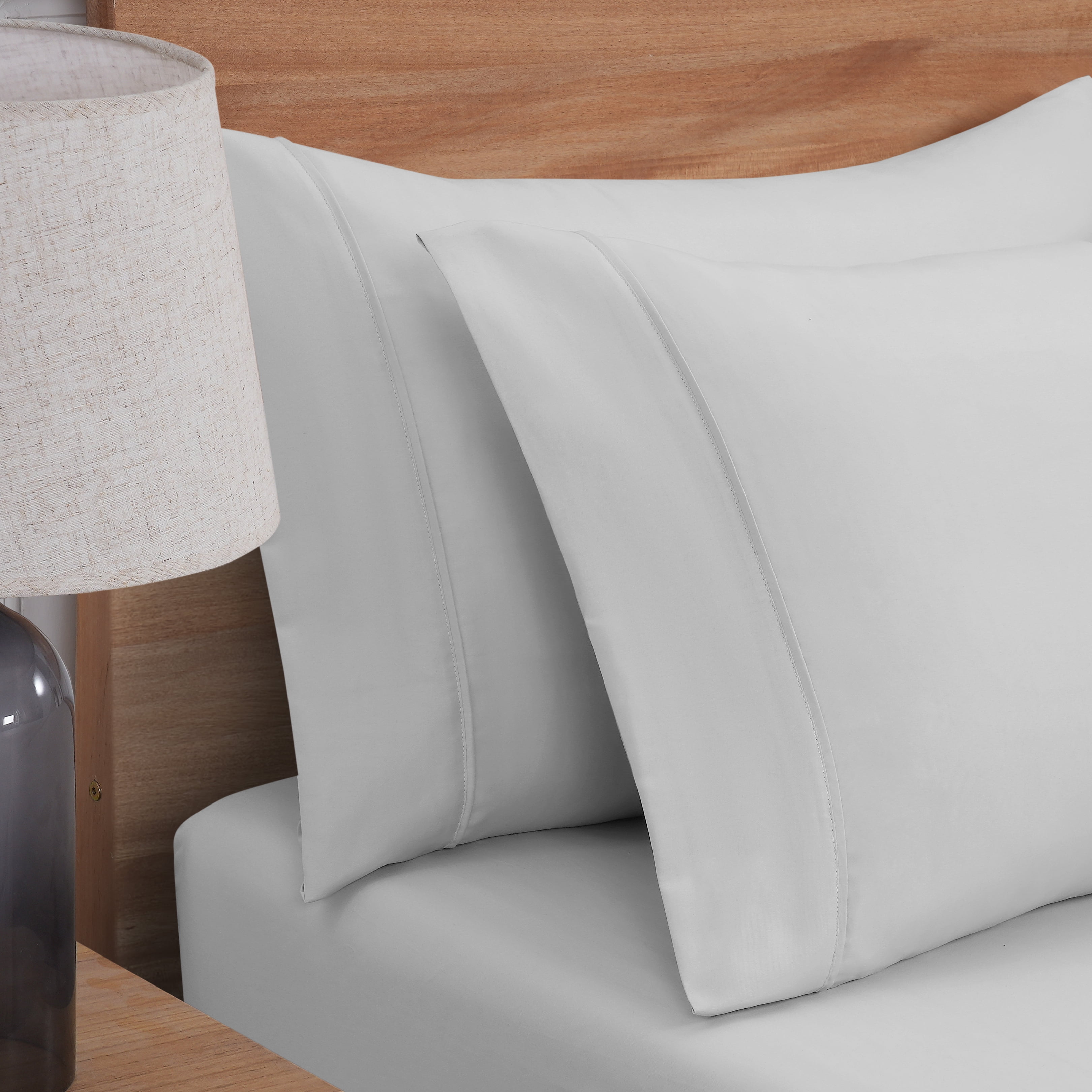 Mainstays Super Soft Brushed Microfiber Pillowcase Set, Light Silver Gray, Standard/Queen, 2 Piece
