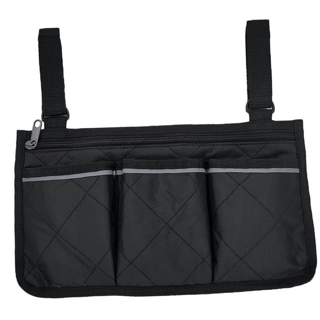Bolsa para Colgar de Ruedas Bolsa para Reposabrazos, Mantiene Fácilmente Esenciales para Personas Mayores, Negro Yinane Bolsa lateral para silla de ruedas
