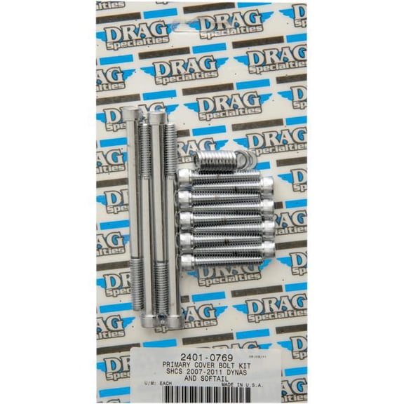 Drag Specialties 2401-0769 Primary Cover Chrome Socket-Head Bolt Set - Knurled
