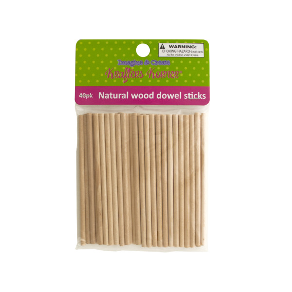 Natural Wood Dowel Sticks (Available in a pack of 12)