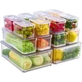 thumbnail image 1 of Organizador de refrigerador con Tapas,14 PZS Organizadores de Nevera,Transparente,Sin BPA,Contenedores de Almacenamiento de frutas,con Bandeja de Drenaje,para Almacenar Alimentos,Verduras,Frutas, 1 of 7