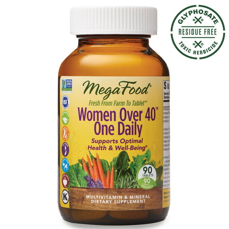MegaFood - Women Over 40 One Daily, Multivitamin Support for Hair, Skin, Nails, Energy Production, and Hormone Balance with Iron and B Vitamins, Vegetarian, Gluten-Free, Non-GMO, 90