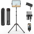 thumbnail image 1 of TONEOF Trípode de suelo para tableta, soporte de suelo con rótula de 360°, altura ajustable para cama con funda, para teléfono, música, micrófono, transmisión y grabación., 1 of 9