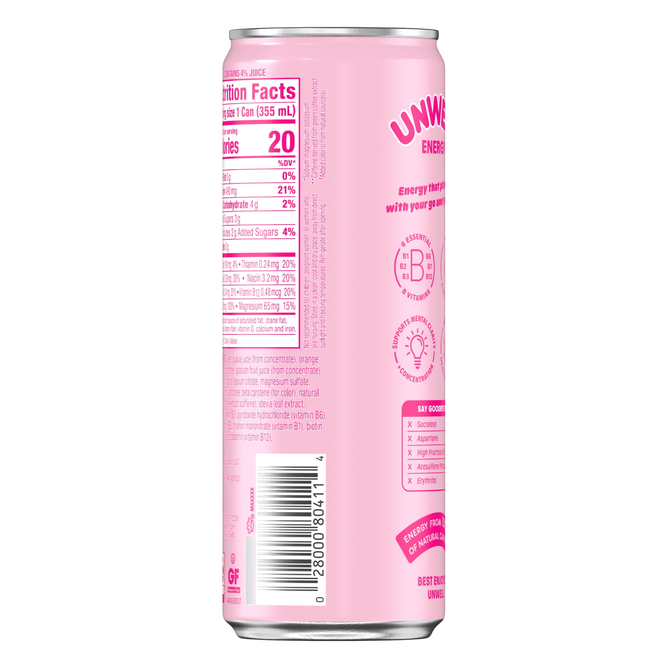 Unwell Sparkling Energy Drink, Electrolytes & Real Fruit Juice – Passion Fruit Orange Guava, 12 PK