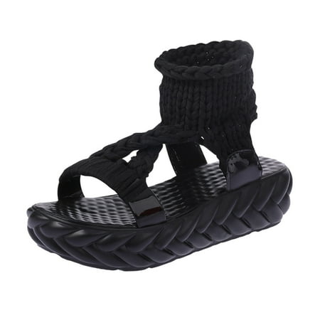 Women Ladies Fashion Thick Slip on Sandals for Women Bottom Sandals Causal Shoes Barefoot Sandals for Women Platform Sandals