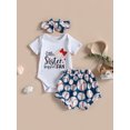 thumbnail image 2 of Faithtur Ensemble Pantalon Fille Enfants, Fête de Rue Décontractée Manches Courtes Body + Short + Bandeau, 2 of 8