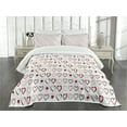 thumbnail image 3 of Ambesonne Love Quilted Bedspread Set 3 Pcs, Doodle Hipster Romance, Queen Size, Ruby Black White, 3 of 5