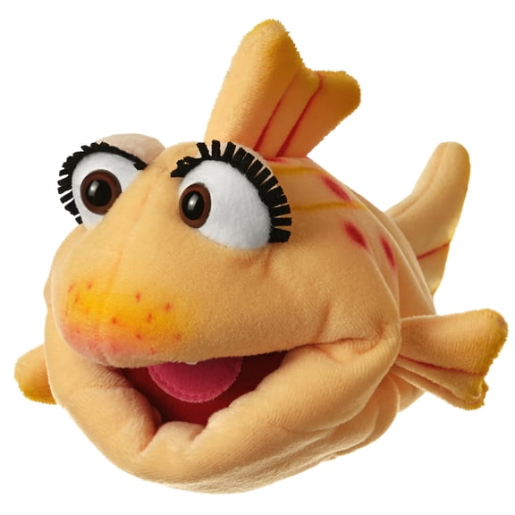 Playful Minds - Living Puppets Lucy Fish Hand Puppet, 8 Inch Soft Plush Sea Animal Puppet for Kids, Moveable Mouth and Head, Pretend Play Toy