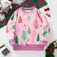 thumbnail image 2 of Jamsmile Toddler Girls Hoodies Christmas Long Sleeve Holiday Sweatshirts Snowman Print Crewneck Pullover Fall Winter Tops, 2 of 4
